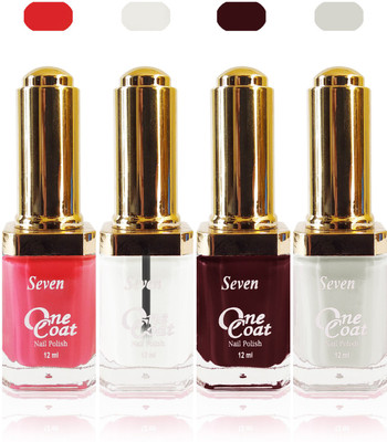 

Seven one coat velvet matte nail polish exclusive color range set of 4 pink maroon clear white