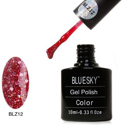 

Blue Sky New Blz Diamond Glitter Range Blz12 Uv Soak Off Nail Polish Gel Red