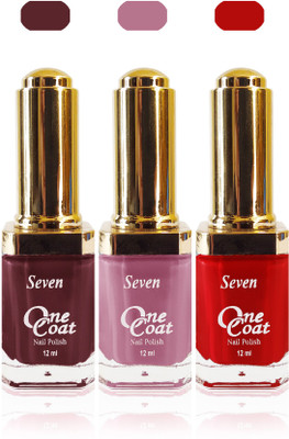 

Seven one coat velvet matte nail polish exclusive color range set of 3 red brown l purple(Pack of 3)