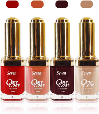 

Seven one coat velvet matte nail polish exclusive color range set of 4 maroon peach skin brown red