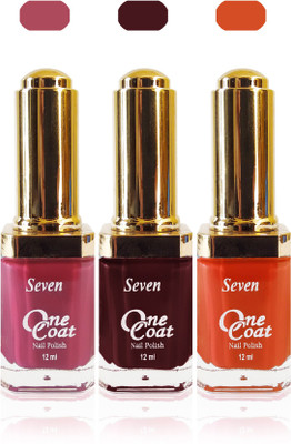 

Seven one coat velvet matte nail polish exclusive color range set of 3 orange maroon purple(Pack of 3)