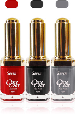 

Seven one coat velvet matte nail polish exclusive color range set of 3 red grey black(Pack of 3)