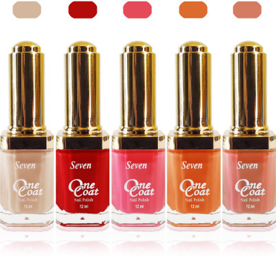 

Seven one coat velvet matte nail polish exclusive color range set of 5 skin brown musted red pink peach(Pack of 5)