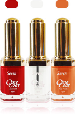 

Seven one coat velvet matte nail polish exclusive color range set of 3 clear musted red(Pack of 3)