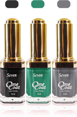 

Seven one coat velvet matte nail polish exclusive color range set of 3 grey green black(Pack of 3)