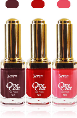 

Seven one coat velvet matte nail polish exclusive color range set of 3 pink red brown(Pack of 3)