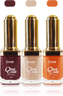 

Seven one coat velvet matte nail polish exclusive color range set of 3 brown skin brown musted(Pack of 3)