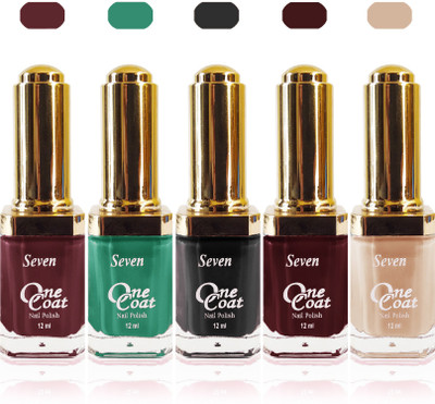 

Seven one coat velvet matte nail polish exclusive color range set of 5 skin brown maroon green brown black(Pack of 5)