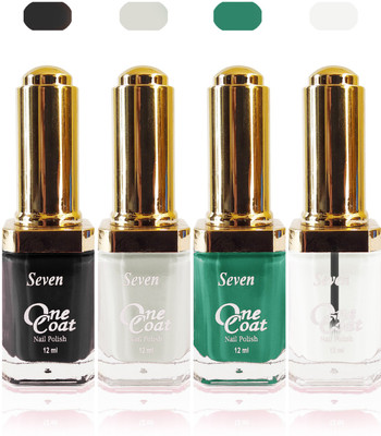 

Seven one coat velvet matte nail polish exclusive color range set of 4 black green clear white