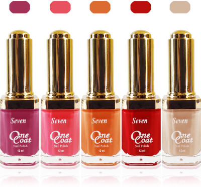 

Seven one coat velvet matte nail polish exclusive color range set of 5 d pink skin brown musted red pink(Pack of 5)