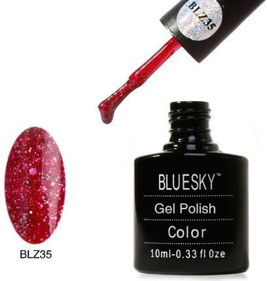

Blue Sky New Blz Diamond Glitter Range Blz35 Uv Soak Off Nail Polish Gel Red