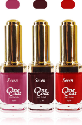 

Seven one coat velvet matte nail polish exclusive color range set of 3 maroon d pink red(Pack of 3)