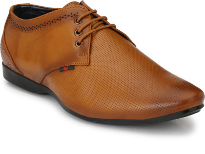 

BIG JUNIOR Leather Look Office Formal Shoes Derby For Men(Tan