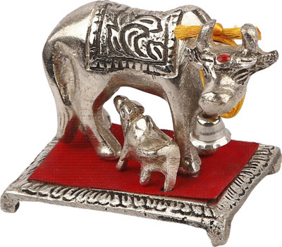 

Rci Handicrafts Cow and Calf Idol mini Decorative Showpiece - 9 cm(Aluminium, Silver)
