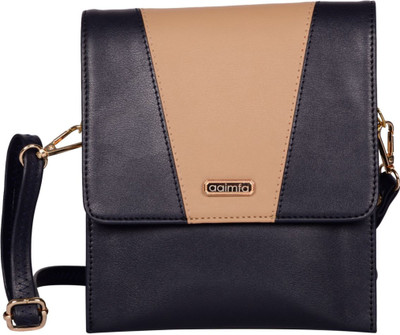 

aaimfa Women Casual Black, Beige PU Sling Bag, Beige;black