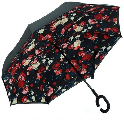 

KUMAKA Upside Down Portable Double Layer UV Protection Windproof Large Straight for Car Rain Outdoor With C-Shaped Handle Umbrella(Blue)