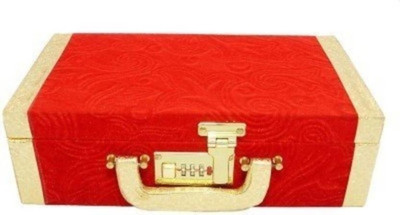 

DP_CRAFT Stylish Velvet And Golden Color 2 Rods Bnagles Box , With Lock System: Size :30*17*9Cm Bangles Box Vanity Box(Golden)