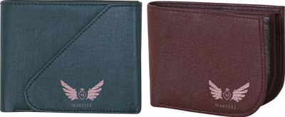 

Martell Men Brown, Blue Artificial Leather Wallet(4 Card Slots), Green