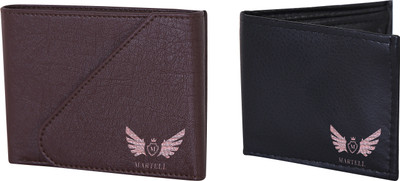

Martell Men Black, Blue Artificial Leather Wallet(4 Card Slots), Brown