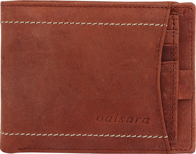 

OAISARA Men Brown Genuine Leather Wallet(3 Card Slots)