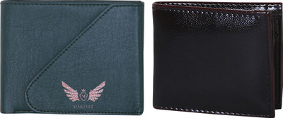 

Martell Men Black, Blue Artificial Leather Wallet(4 Card Slots), Green