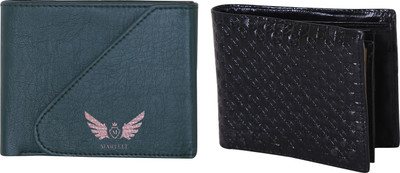 

Martell Men Black, Blue Artificial Leather Wallet(4 Card Slots), Green