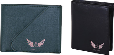

Martell Men Black, Blue Artificial Leather Wallet(4 Card Slots), Green