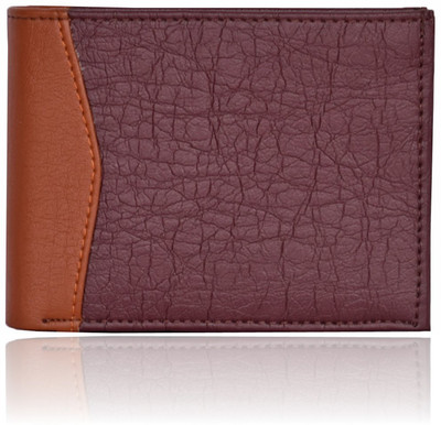 Accezory Men Brown Artificial Leather Wallet(3 Card Slots), Brown-tan