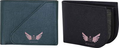 

Martell Men Black, Blue Artificial Leather Wallet(4 Card Slots), Green