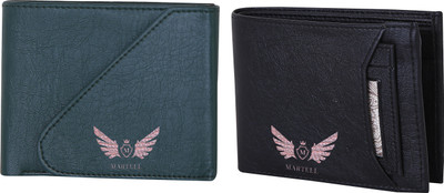 

Martell Men Black, Blue Artificial Leather Wallet(4 Card Slots), Green