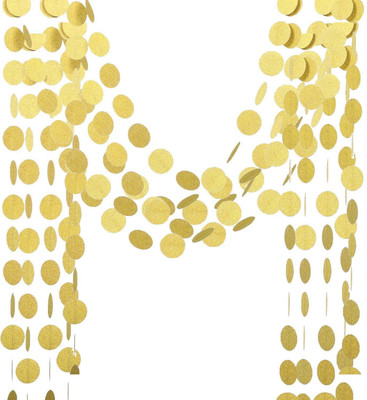

Generic Hanging Circle Dots Paper Glitter Champagne Gold Garland Bunting for Party Banner(13 ft, Pack of 1)