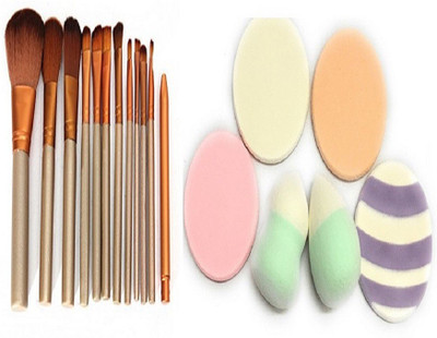 

Boldnyoung Cosmetic Makeup Brush Set - 12 Piece Set With 6 Pcs Makeup Puff Sponge(Pack of 12)