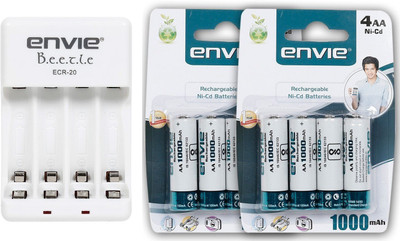 

Envie ECR 20 WITH 1000MAH AA 8PL Camera Battery Charger(White)