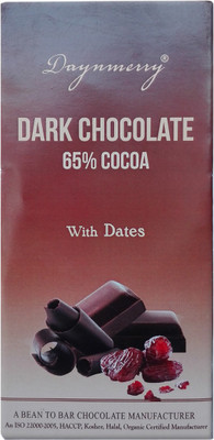

Daynmerry 65% Dark Chocolate with Dates - 100 gm- Pack of 6 Bars(Pack of 6, 600 g)