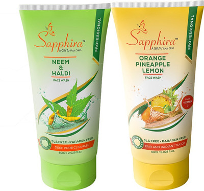 

Sapphira Neem - Haldi & Orange-Pineapple-Lemon Face Wash(120 ml)