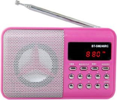 

CRETO latest BIT SM246 Fm radio support usb , memory card, aux in , recording FM Radio(Pink)