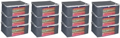 KUBER INDUSTRIES Design 12 Pieces Non Woven Multi Saree Cover Set, Grey VARSCGNW04(Grey)