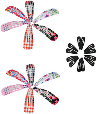 

FOK Set of 24 Pcs Tik Tak Hair Pins (6 Pairs-5cm of Printed Multicolor and 6 Pairs-4cm of Black) Premium Metal Triangular Hair Clips Hair Clip(Multicolor, Black)