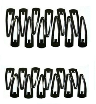 FOK Set of 24 Pcs Tik Tak Hair Pins (6 Pairs-5.6cm and 6 Pairs-4cm) Premium Metal Triangular Hair Clips for Girls and Women- Black Hair Clip(Black)