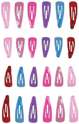 

FOK Set of 24 Pcs Tik Tak Pins (6 Pairs-6.5cm and 6 Pairs-5.6cm) Premium Metal Triangular Hair Clips for Girls Women-Plain Color Hair Clip(Multicolor)
