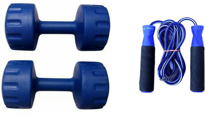 

YUKI BLUE COLOR 2KG VINYL PLASTIC DUMBELL AND BLUE COLOR BEARING SKIPPING ROPE Gym & Fitness Kit