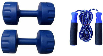 

PEANA BLUE COLOR 1KG VINYL PLASTIC DUMBELL AND BLUE COLOR BEARING SKIPPING ROPE Gym & Fitness Kit