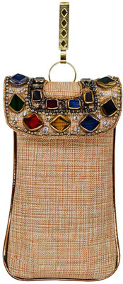 

Bagaholics Ethnic Beads & Stone Jute Clutch Diamond Studded Saree Clutch Mobile Pouch Waist Clip Ladies Purse Gift For Women Mobile Pouch(Beige)