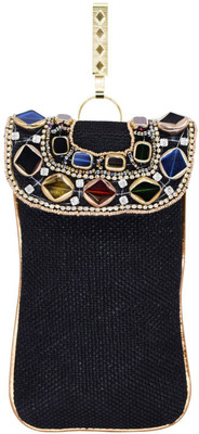 

Bagaholics Ethnic Beads & Stone Jute Clutch Diamond Studded Saree Clutch Mobile Pouch Waist Clip Ladies Purse Gift For Women Mobile Pouch(Black)