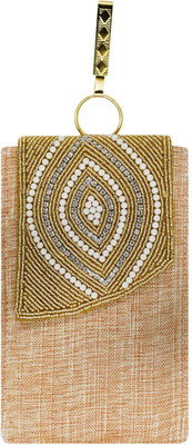 

Bagaholics Ethnic Beads & Pearl Jute Clutch Diamond Studded Saree Clutch Mobile Pouch Waist Clip Ladies Purse Gift For Women Mobile Pouch(Beige)