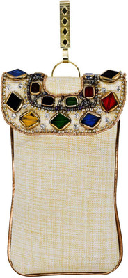 

Bagaholics Ethnic Beads & Stone Jute Clutch Diamond Studded Saree Clutch Mobile Pouch Waist Clip Ladies Purse Gift For Women Mobile Pouch(Gold)