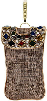 

Bagaholics Ethnic Beads & Stone Jute Clutch Diamond Studded Saree Clutch Mobile Pouch Waist Clip Ladies Purse Gift For Women Mobile Pouch(Brown)