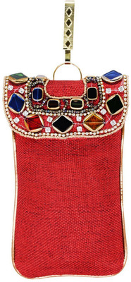 

Bagaholics Ethnic Beads & Stone Jute Clutch Diamond Studded Saree Clutch Mobile Pouch Waist Clip Ladies Purse Gift For Women Mobile Pouch(Red)