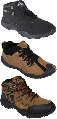 

Pexlo Pack of 3 Sports Shoes (Running Shoes) Casuals For Men(Black, Brown