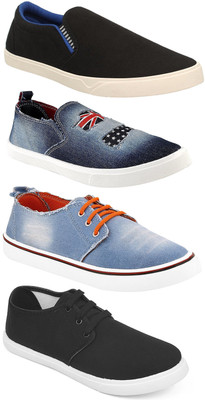 

Pexlo Pack of 4 Casual Shoes (Loafers Shoes) Sneakers For Men(Black, Blue